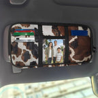 Cow PrintCar Sun Visor Bag Vehicle Visor Storage Pouch Auto CD Holder with Multi-Pocket Fits Most Cars,Suvs,Jeeps,Trucks
