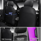 CAR PASS Memory 3D Foam Car Seat Covers Full Set,Breathable Mesh Thick Seat Covers for Car,Purple Metal Film Leather Seat Cov