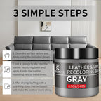Leather Recoloring Balm,8.5oz Leather Color Restorer,Gray Leather Repair kit for Furniture and Car Interior,Leather Couch Scr