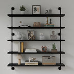 Floating Shelves for Wall Bookshelf Industrial Pipe Shelving Shelves 48 Inch 5 Tier Natural Wood Planks Rustic Wall Shelves H