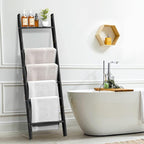 HONEST OUTFITTERS Blanket Ladders for The Living Room, 6-Tier Blanket Holder, Wall-Leaning Blanket Rack, Ladder Shelves, Wood