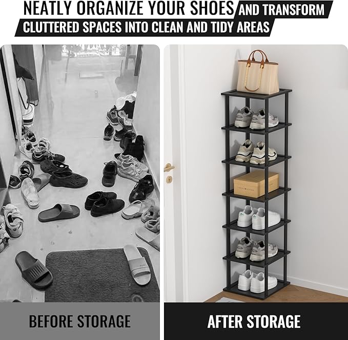 MHXW SXPN Bamboo Free Standing Shoe Rack Shelf Multi Tier Tall Wooden Stackable Shoes Rack Organizer for Closet Front Door En
