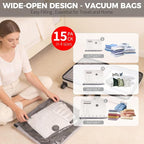 Vacuum Seal Bags for Clothing Travel with USB Electric Pump, FIRRAX 15 Combo Carry-on Size Space Saver Vacuum Storage Bags (5