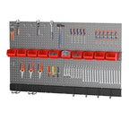 Peg Board Wall Organizer, Metal Pegboard Organizer Kit, 4 Metal Pegboard Panels(12"x24") with 64 Accessories, Wall Mount Larg