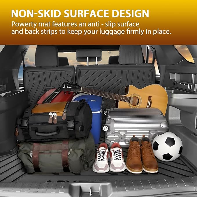 Powerty Floor Mat for Toyota 4Runner 2025 2026, All Weather TPE Custom Trunk Cargo Mat Liner with Backrest Mat Replacement for Toyota 4Runner Accessories (Fit 5 Seats,Not for Hybrid Model)