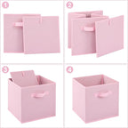 Stero Fabric Storage Bins 6 Pack Fun Colored Durable Storage Cubes with Fabric Handles Foldable Cube Baskets for Home, Kids R