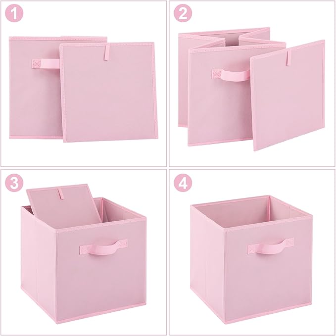 Stero Fabric Storage Bins 6 Pack Fun Colored Durable Storage Cubes with Fabric Handles Foldable Cube Baskets for Home, Kids R