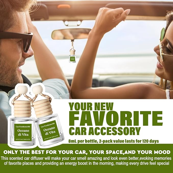 C Classy Car Air Freshener Hanging 2 Pack, Oceano Essential Diffuser for Cars, Cute Car Accessories, Long-Lasting Fragrance, 