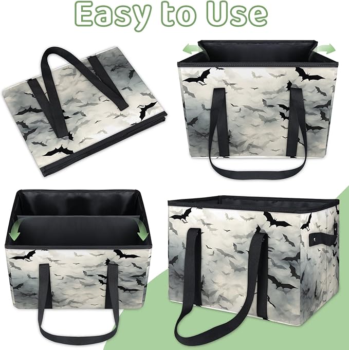 Reusable Grocery Bags Heavy Duty Shopping Bags Foldable Large Tote Bags with Long Handles & Hard Bottom