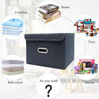 STOREONE Fabric Storage Cube Bins Foldable Organizer Container Collapsible Basket with Lids and Metal Handles, for Home, Bedr