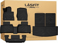 LASFIT Floor Mats & Cargo with Backrest Mat for Ford Explorer 2020-2021 6 Passenger, Custom Fit All Weather Protector TPE Easy Clean Floor Liners, 5pcs Full Set Black
