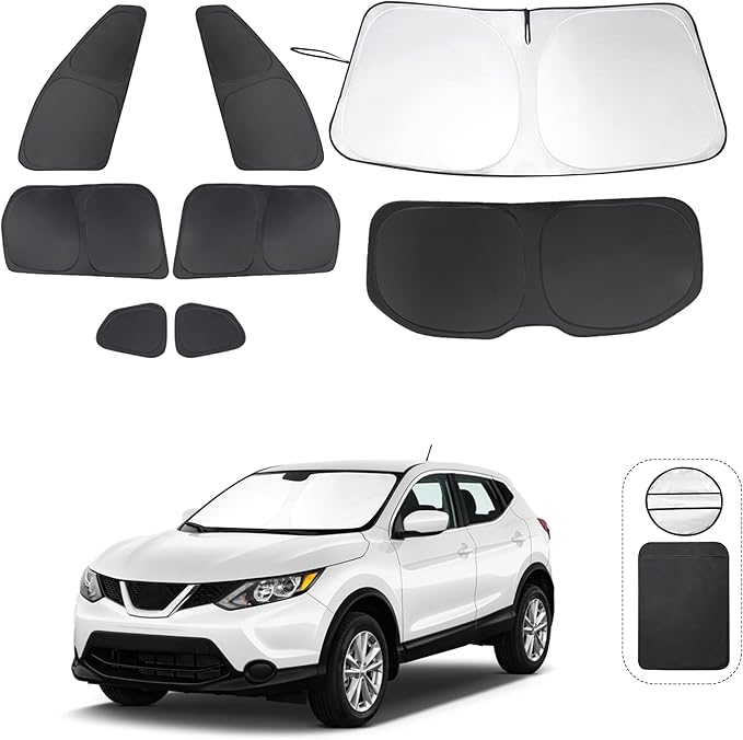TINGLU Window Shades for Nissan Rogue Sport(Not for Rogue) 2017-2024 8PCS Accessories Car Side Full Windows Rear Triangular Windshield Sun Shade Sun UV Rays & Privacy Protection for Camping,Napping