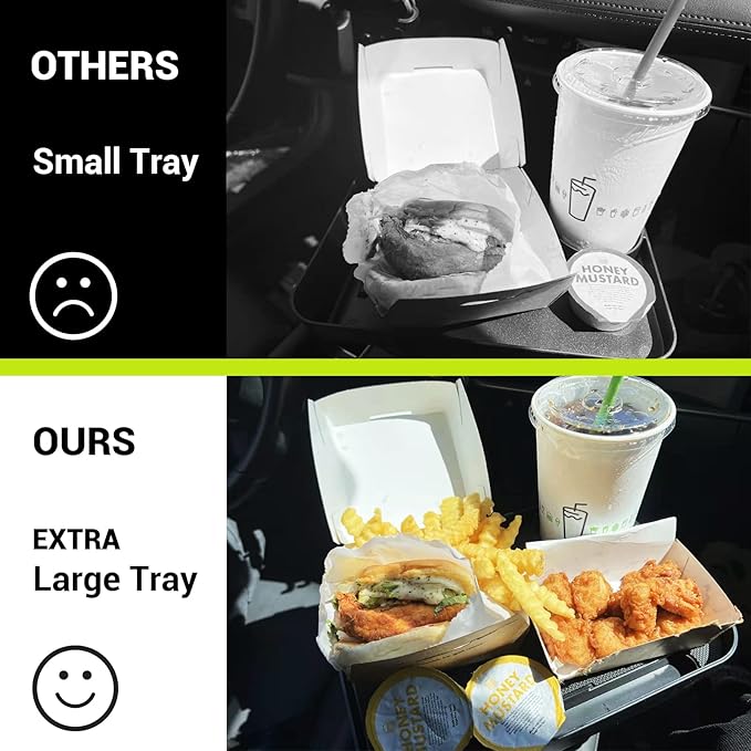 SodaRide Car Cup Holder Expander Tray with Storage Box 4 in 1 Detachable Food Table Tray Car Console Storage Organizer Road T