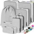 8 Set Compression Packing Cubes for Travel, Waterproof Luggage Organizers, Suitcase Organizer Set for Carry-On & Checked Bagg