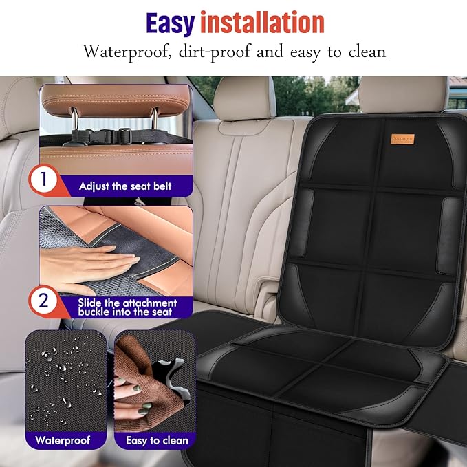 Bacgnyer Car Seat Protector, 2 Pack of Seat Protectors, Thickest Padded 600D Fabric Padding, Waterproof, Durable, Anti Slip B