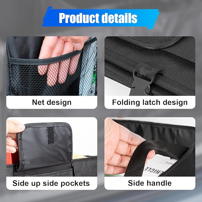 Car Trunk Organizer, Waterproof 600D Oxford Cloth Backseat Car Organizer, Large-capacity Collapsible Multi Compartment