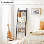 HOOBRO Blanket Ladder for Living Room and Bedroom, 5-Tier Wall Leaning Towel Rack for Bathroom, Decorative Ladder Shelf with 