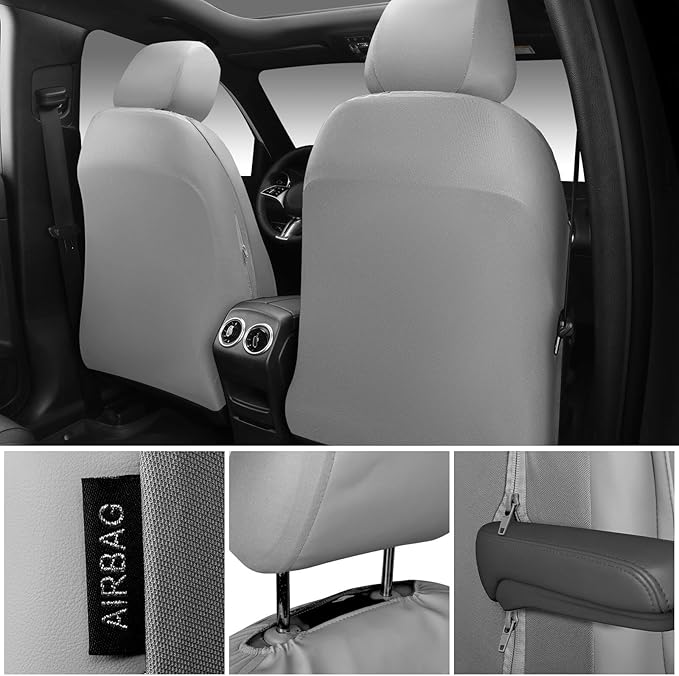 CAR PASS 3D Foam Faux Leather Car Seat Covers Full Set, Waterproof Grey Leather Seat Cover for Cars, Luxury Universal Fit for