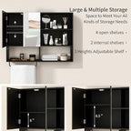Medicine Cabinet, Wooden Bathroom Wall Cabinet with 2 Doors, Adjustable Shelves & Towel Bar, Over Toilet Storage Cabinet Wall
