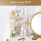 Aveniee Corner Bathroom Counter Organizer, Bathroom Countertop Shelf Makeup Storage, Clear Perfume Tray Holder (3 Tiers, Whit