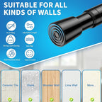 AIZESI Tension Curtain Rod for Windows 26.5 to 36 inch, Adjustable Expandable Pressure Spring Curtain Rod No Drilling, Black 