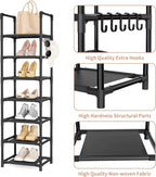 LANTEFUL Tall Shoe Rack 7 Tier Narrow Shoe Shelf Storage for 7-14 Pairs Shoe and Boot, Sturdy Shoe Storage Space Saving Corne