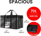 NZ home Insulated Bags for Food Delivery (3XL) Grocery Shopping Cooler Bag, Pizza Delivery, Hot & Cold Catering Tote, Reusable, Foldable & Heavy Duty (4 Pack, Black)