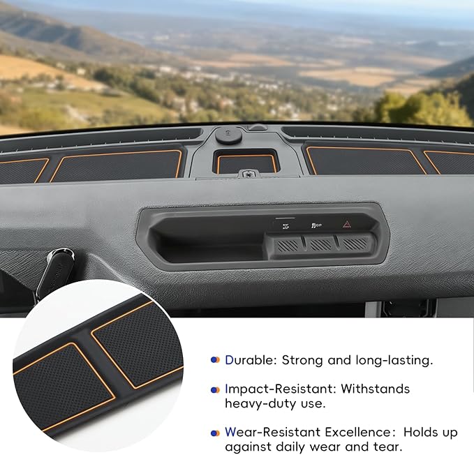 Auovo Dash Cover Tray Compatible with Ford Bronco Accessories 2024 2025 2026 Anti-Slip Silicone Car Dashboard Compartments Ma