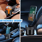 Car Cup Holder Phone Holder, Universal Adjustable Cell Phone Cup Holder Expander for Car, Fits All 4.0-7.0 Inches Smartphones, Most Bottles 20-40 oz, Black