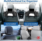 Ciieeo 4 in 1 Backseat Car Organizer with Cup Holder Tissue Box and Hooks Multifunctional Seat Back Storage Box for Road Trip Travel Accessories Universal Auto Headrest Holder
