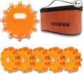 GP906 LED Road Flares Safety Flashing Warning Lights Kit, Magnetic Base & Hook 9 Flash Modes, for Emergency Roadside Safety W