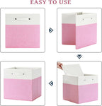 FinishingBo 13 x 13 Inch Fine Linen Storage Bins with Handles，Fabric Cube Boxs，Basket Organizers for Shelves for Home, Closet