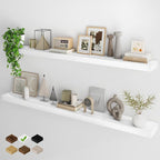 Fun Memories 66 Inch Fireplace Mantel - Long Floating Shelf, Wall Mounted Farmhouse Display with Invisible Heavy Duty Metal B