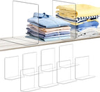 OKPOW Shelf Dividers for Closet Organization: 8 Pack Durable Clear Acrylic Divider Organizer for Shelves - Vertical Adjustabl