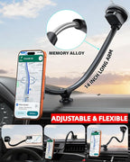 1Zero for Magsafe Car Phone Mount 14-Inch Gooseneck Long Arm Extension, Universal Windshield Dashboard Industrial-Strength Suction Cup Car Phone Holder with Strong Magnets (2026 Upgraded for Magsafe)