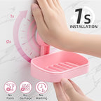 LEVERLOC Soap Dish Holder for Shower Suction Cup Wall Mounted Self Draining NO-Drilling Removable Bar Soap Sponge Holder for 