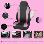 Outlet Line Rider Universal Fit High Back Two Front Car Seat Cover Set,Airbag Compatible (Two Front seat Cover, Pink)