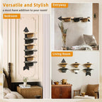 Cowboy Hat Holder for Wall, Cowboy Hat Rack Arrow Wood for 10 Baseball Caps and 5 Cowboy Hats, Western Wall Decor for Bedroom