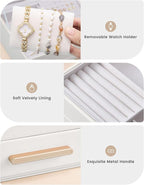 Lolalet 2-Layer Jewelry Box Organizer for Women Girls, Jewelry Storage Case Holder with Drawers for Necklaces Ring Earrings B