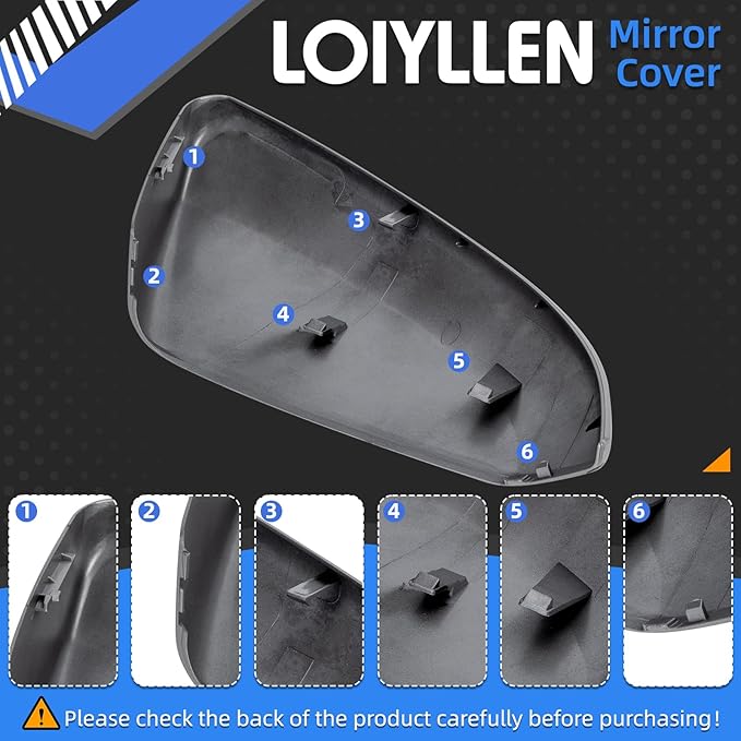 Driver Side Mirror Cover Replacement for Honda Civic 2016-2021, Insight 2019-2021 - Left Side Mirror Covers, Rear View Mirror Cap Accessories Grey