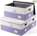 PRANDOM Storage Bins with Lids [3-Pack] Linen Fabric Foldable Storage Boxes Organizer Containers Baskets Cube with Cover for 