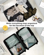 Gonex 8 Set Compression Packing Cubes for Travel Essentials, Expandable Mesh Organizer with Toiletry, Laundry, Shoe, Cable Ba
