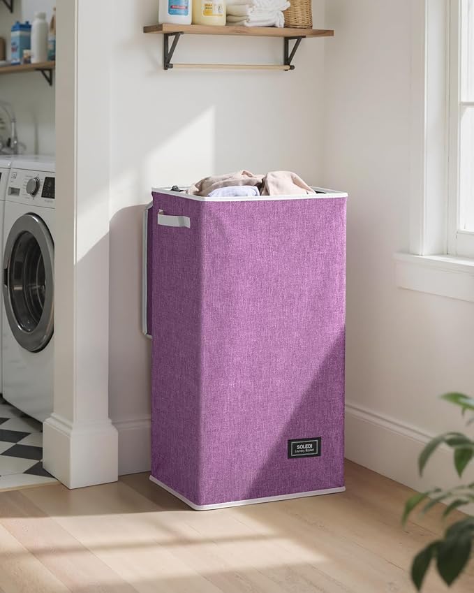 SOLEDI Laundry Hamper with Lid 100L Large & Tall Collapsible Laundry Basket, Clothes Hamper with Bag Removable Easy to Carry,