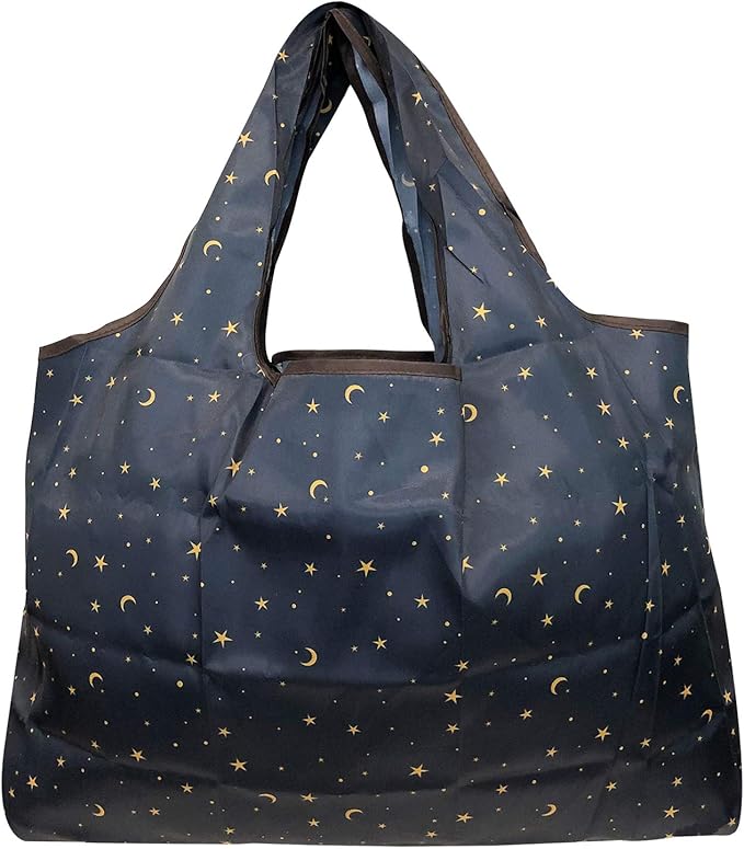 allydrew Large Foldable Tote Nylon Reusable Grocery Bags, 5 Pack