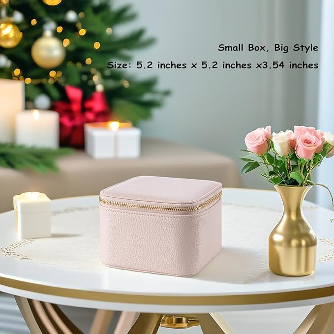 VLANDO Travel Jewelry Box Organizer – Portable PU Leather Jewelry Case with 6/8/12 Zippered Pouches, Compact Storage for Earr