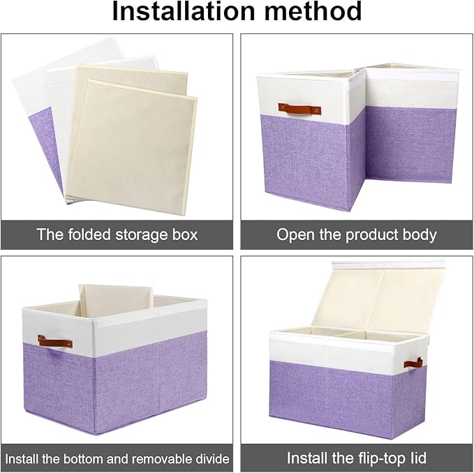 Large Toy Box with Lid, Sturdy Toy Storage Chest Bin Boxes Organizer Basket with Dividers for Toddlers, Kids, Boys, Girls, Nu