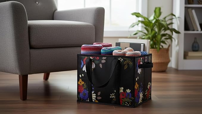 3 Pk Reusable Grocery Bags, Foldable Shopping Basket, Daily Utility Storage, Reinforced Bottom Handles Waterproof