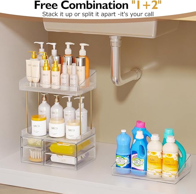 SNSLXH 4 Drawers Makeup Organizer - 4 Tier Makeup Storage, Cosmetics Organiser, Ideal for Cosmetic, with Drawers for Countert