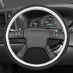 MEWANT Hand Stitch Steering Wheel Cover for Chevy Silverado 1500 2003 9002 Athsuede Embossed Faux Leather Steering Wrap