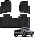 Auxko All Weather Floor Mats for 2015-2025 Ford F-150 Super Cab & Extended Cab (not for Supercrew Cab) TPE Rubber Liners Accessory for 2015-2025 Ford F-150 Super CAB Odorless Anti-Slip Mats Black